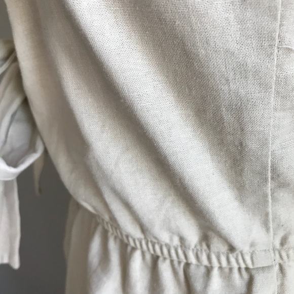 LOWEST PRICE Beige Button Up Tie Back Linen Dress - Picture 5 of 6